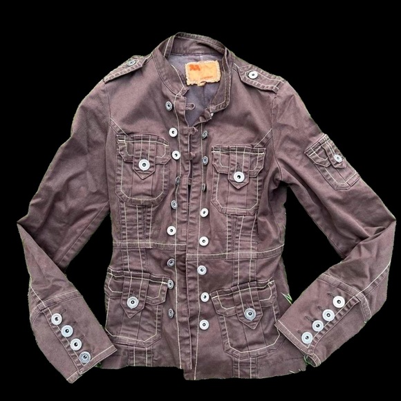 Twill Twenty Two Jackets & Blazers - Vintage Twill Twenty Two Brown Button Jacket
